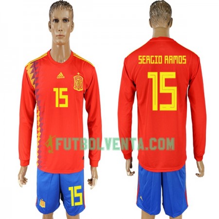 Camiseta de fútbol España Ramos 15 1ª equipación Mundial 2018 Manga Larga